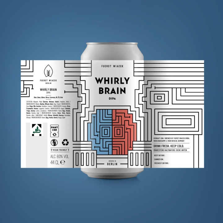 Whirly Brain - an 8.0 % DIPA from FUERST WIACEK, a craft beer brewery in Berlin - Dry-hopped with Citra, Mosaic & Galaxy