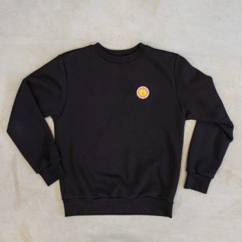 Black FUERST WIACEK Sweatshirt with pink and yellow rubber logo on left breast