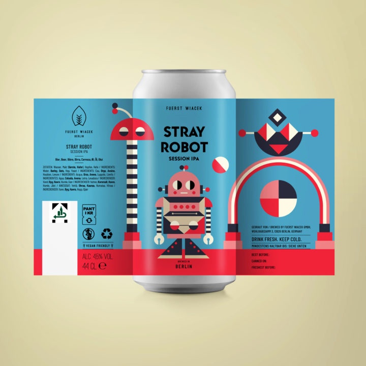 Stray Robot - a 4.8 % Session IPA from FUERST WIACEK, a craft beer brewery in Berlin - Dry-hopped with Mosaic & Sabro