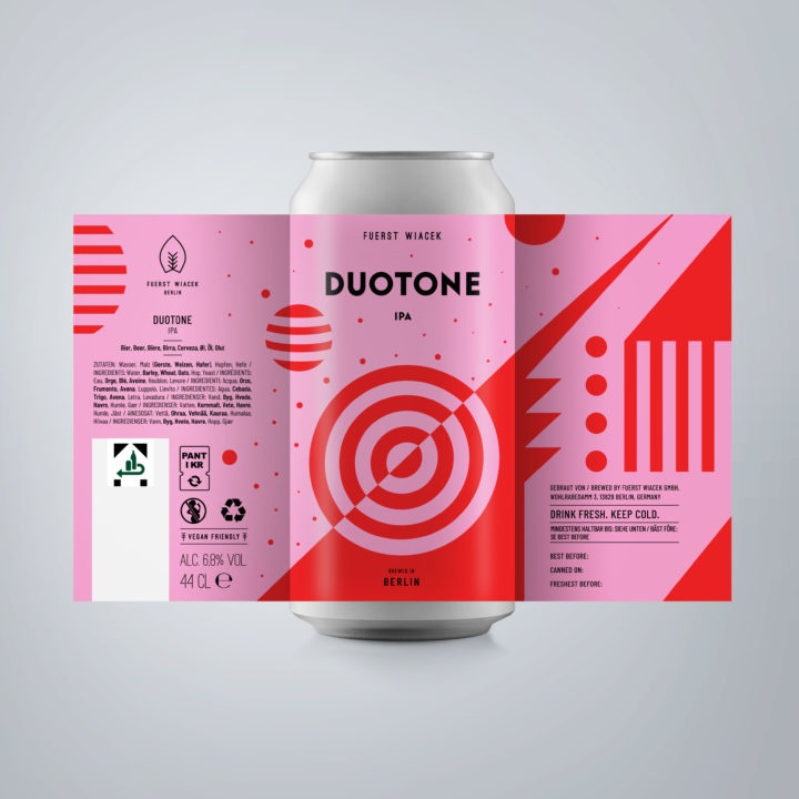 Duotone - a 6.8% IPA from FUERST WIACEK, a craft beer brewery in Berlin - Dry-hopped with Mosaic & Amarillo