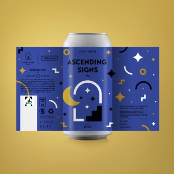 Ascending Signs - a 6.8 % IPA from FUERST WIACEK, a craft beer brewery in Berlin in collaboration with Põhjala Brewery - Dry-hopped with Strata & Mosaic.