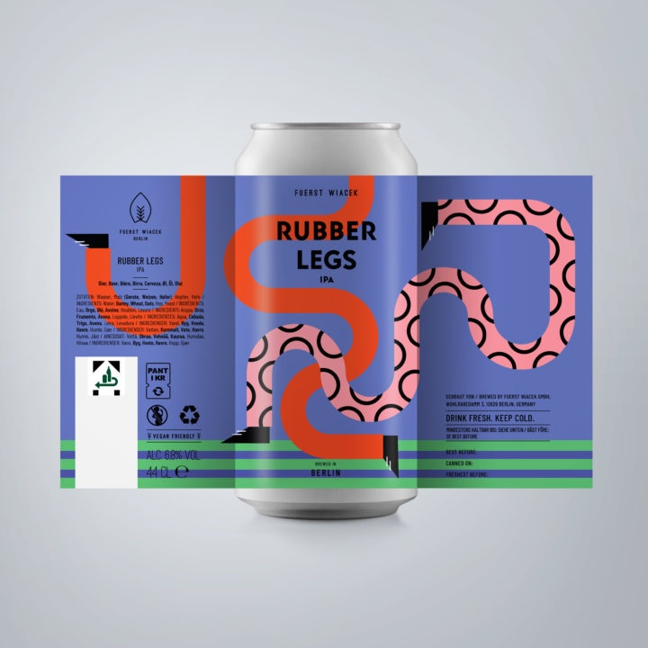 Rubber Legs - a 6.8% IPA from FUERST WIACEK, a craft beer brewery in Berlin - Dry-hopped with Mosaic, Galaxy & Columbus