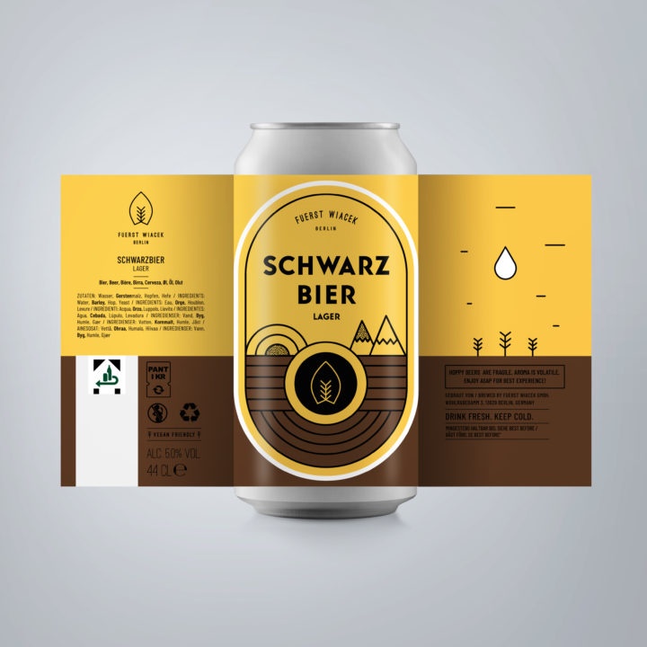 Schwarzbier - a 5.0 % Dark Lager decoction brewed and hopped with Mittelfrüh from FUERST WIACEK, a craft beer brewery in Berlin