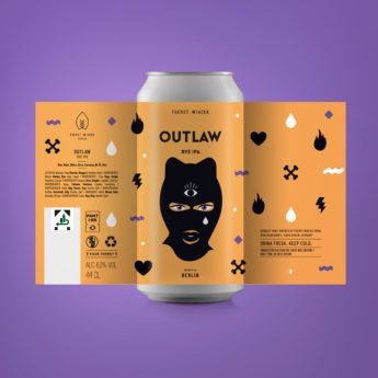 Outlaw - a 6.8 % Rye IPA from FUERST WIACEK, a craft beer brewery in Berlin - Dry-hopped with Simcoe, Chinook & Citra
