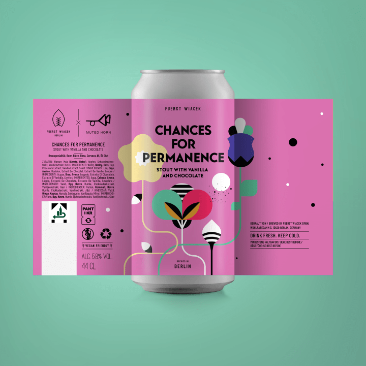 Chances for Permanence - a 5.8% Stout with Vanilla and Chocolate from FUERST WIACEK, a craft beer brewery in Berlin in collaboration with Muted Horn