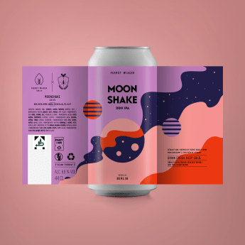 Moonshake - a 6.8 % DDH IPA Dry-hopped with Idaho 7 & Citra from FUERST WIACEK, a craft beer brewery in Berlin in collaboration with Biererei