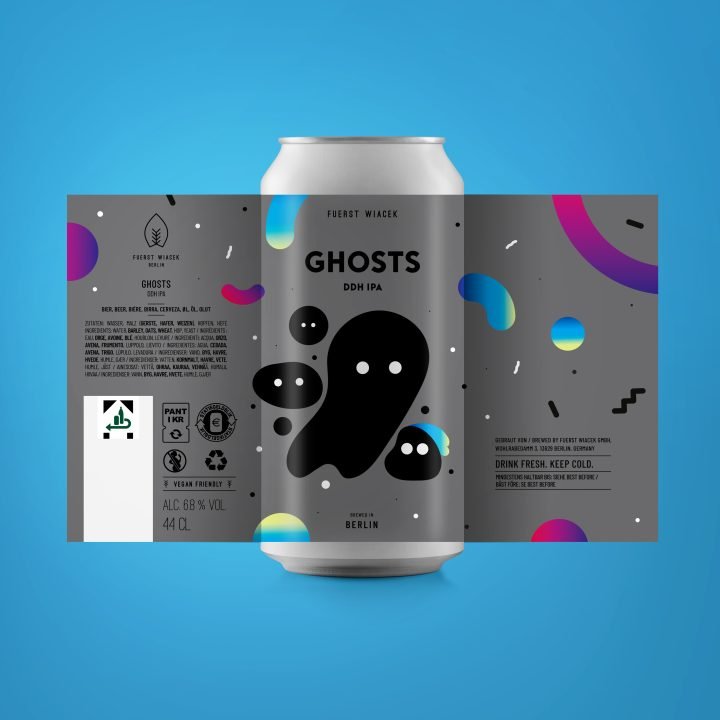 Ghosts - a 6.8 % IPA from FUERST WIACEK, a craft beer brewery in Berlin - Dry-hopped with Citra, Sabro and Galaxy
